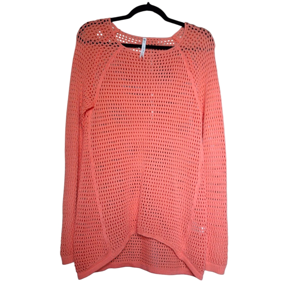 LEO & NICOLE BRAND  Pink Crew Neck Sweater Lightweight Open-Knit
